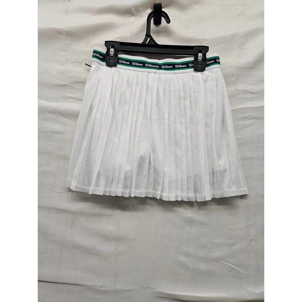 Wilson Girls Pleated Skort White Polyester Blend Athletic Size Large 10/12